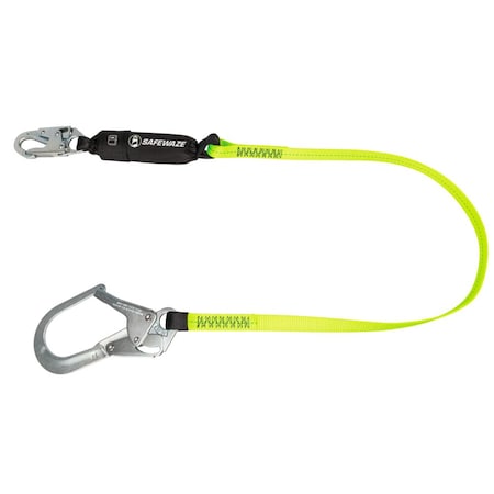 Safewaze Shock Absorbing Lanyard, 6 ft. Length, Forged steel, Single Leg Leg(s) FS565